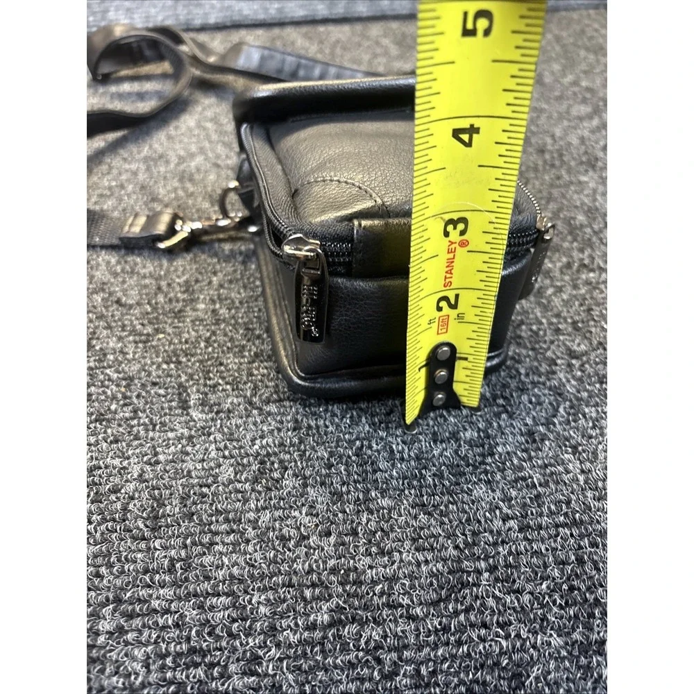 Hi-Pro~Black Padded Leather Camera Carry Bag with Shoulder Strap